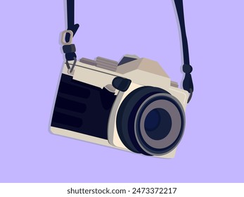 old camera hanging on the wall vector