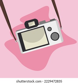 Old camera illustrator. Miroless camera Vector. Retro camera in a flat style.