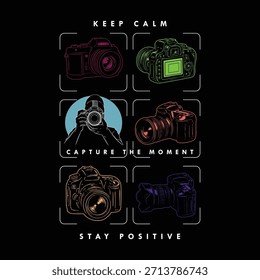 Camiseta de impresión de Ilustración vectorial gráfica de Fotografía de cámara vieja