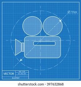 old camera or projector blueprint icon 