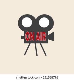 old camera with text on air