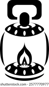 old camping lamp vector icon