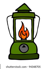 Old camping lantern cartoon illustration design vector