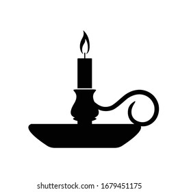 Old candle lamp icon, vector design