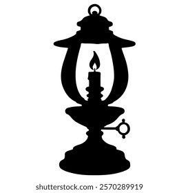 Old candle lamp silhouette vector icon sign symbol illustration design.
