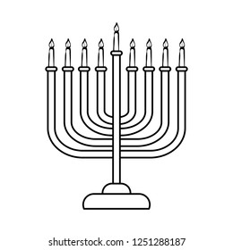 Vector Illustration Coloring Page Hanukkiah Candles Stock Vector ...