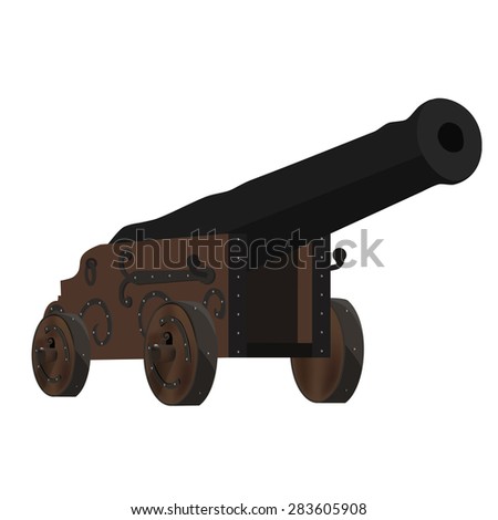 Old cannon artillery weapon vector illustration. Ramadan cannon. Ship cannon. Vintage firepower
