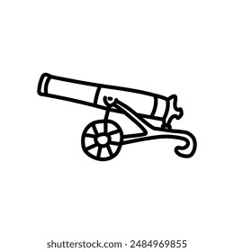 Old Cannon Outline Icon, Vector illustration
