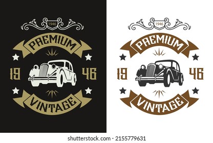 Old car 1946 premium vintage illustration t shirt design vector template