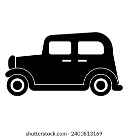 Old car black vector icon on white background