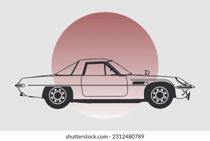 Old car black vector illustraton.