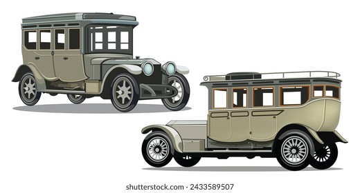 Old car classic vintage vector isolated on white background for background design.