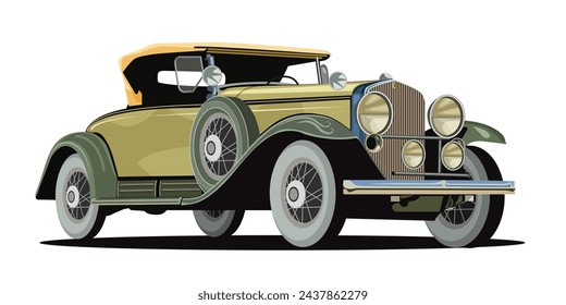 Old car classic vintage vector isolated on white background for background design.