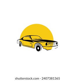 Old car design simple lineart
