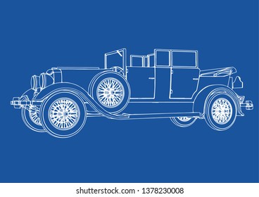 Old Car Drawing Vector Stock Vector (Royalty Free) 1378230008