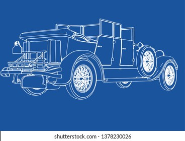 Old Car Drawing Vector: เวกเตอร์สต็อก (ปลอดค่าลิขสิทธิ์) 1378230026