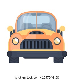 Old car. Farm pick up truck. Front view vector illustration.
