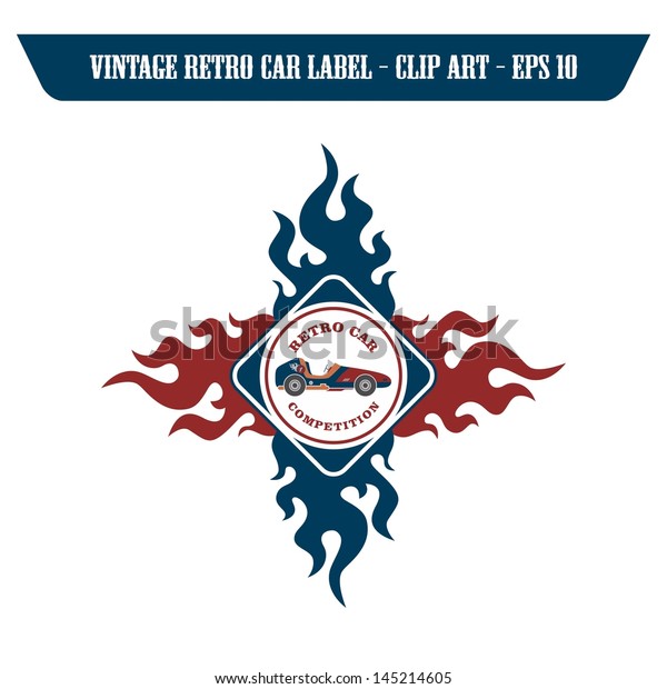 old car flame
label