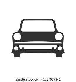 Old car front view icon on transparent background