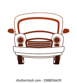 Old car frontview in orange lines