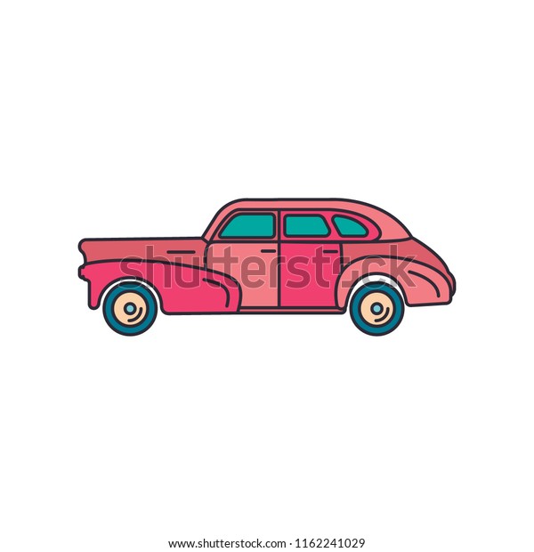 Old car icon. Cartoon old car vector\
icon for web design isolated on white\
background
