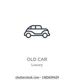 Old car icon. Thin linear old car outline icon isolated on white background from luxury collection. Line vector sign, symbol for web and mobile