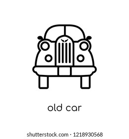 Old Car Icon. Trendy Modern Flat Linear Vector Old Car Icon On White Background From Thin Line Luxury Collection, Editable Outline Stroke Vector Illustration