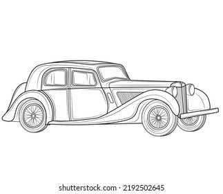 Old car in isolate on a white background. Vector illustration.