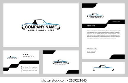 old car logo business card and letterhead design vector