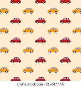 Patrón De Coche Antiguo Para Ilustración De Vectores Textiles Coloridos En Estilo Plano