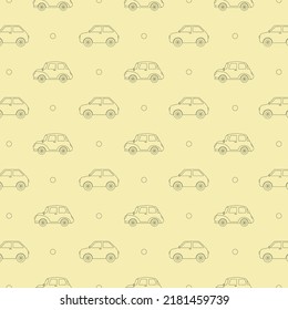 Old Car Pattern For Textile Line Sketch Vector Illustration In Flat Style