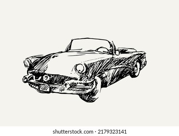old car sketch ink for poster, art print, logo, cover book, graphic design, post card. retro car illustration. drawing old car vector svg