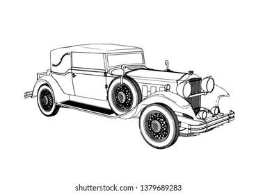 old car sketch vector