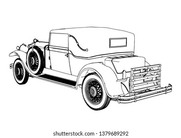 Similar Images, Stock Photos & Vectors of Old vintage outline car