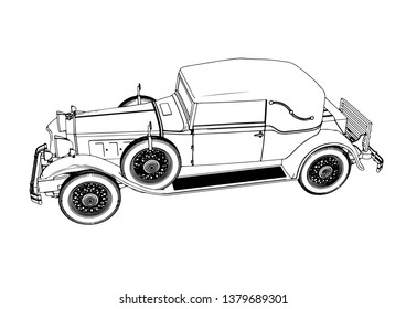 old car sketch vector