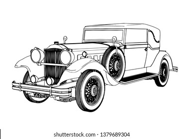 Old Car Sketch Vector Stock Vector (Royalty Free) 1379689304 | Shutterstock