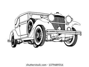 old car sketch vector
