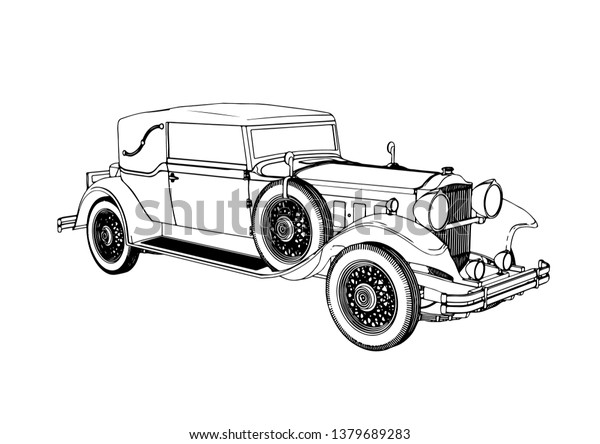 Old Car Sketch Vector Stock Vector (Royalty Free) 1379689283 | Shutterstock