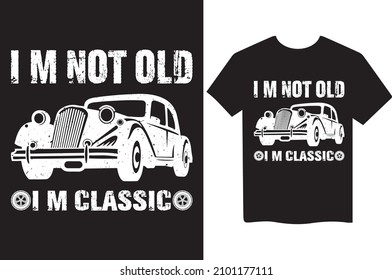 Old Car T-Shirt Design, Vektorgrafik