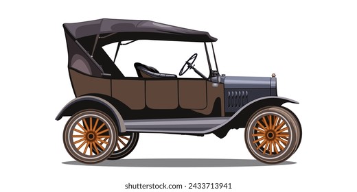 Vector de coche antiguo con aislado sobre fondo blanco para el diseño de elementos.