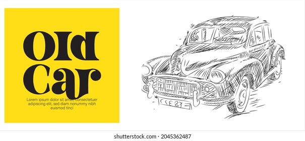 Old car vector line art Design 