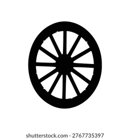 Old car wheel  silhouette vector flat design on white background.

