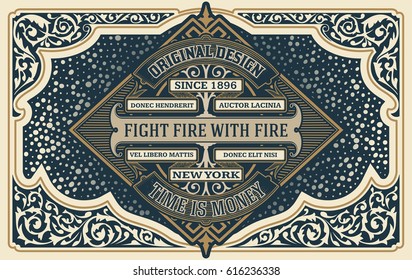 Old Card with central Logo. Western style