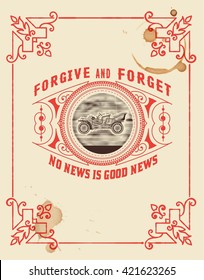 Old card design with Frame and coffee drops