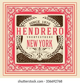  Old card with floral details. Vector.