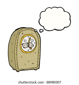 old carriage clock antique character with thought bubble