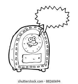old carriage clock with human face cartoon