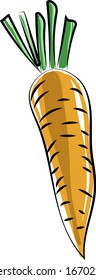 Old carrot, illustration, vector on white background.
