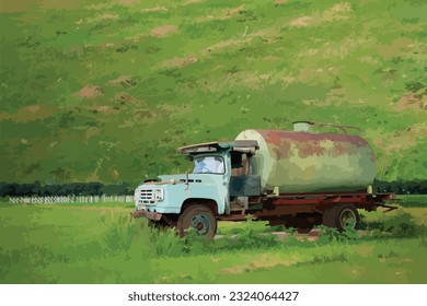 Old cars for loading and working in the fields
