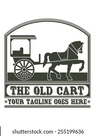 The Old Cart is a vintage and retro style vector illustration representing a carriage led by a horse.
